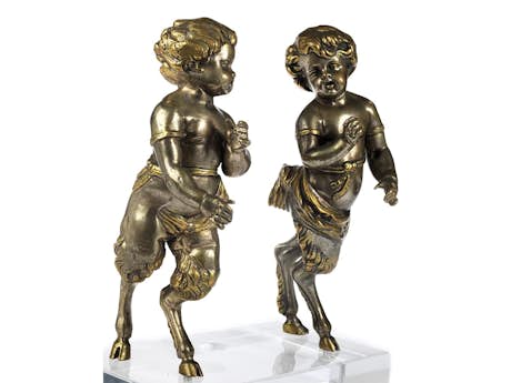Paar Faunskinder in Bronze
